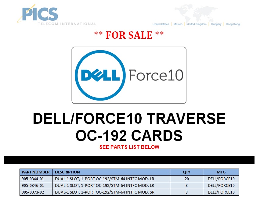 Dell-Force10 Traverse OC-192 Cards For Sale