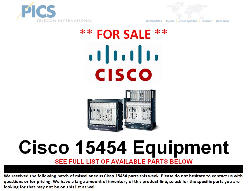 Cisco 15454 Equipment For Sale Top(4.4.13)
