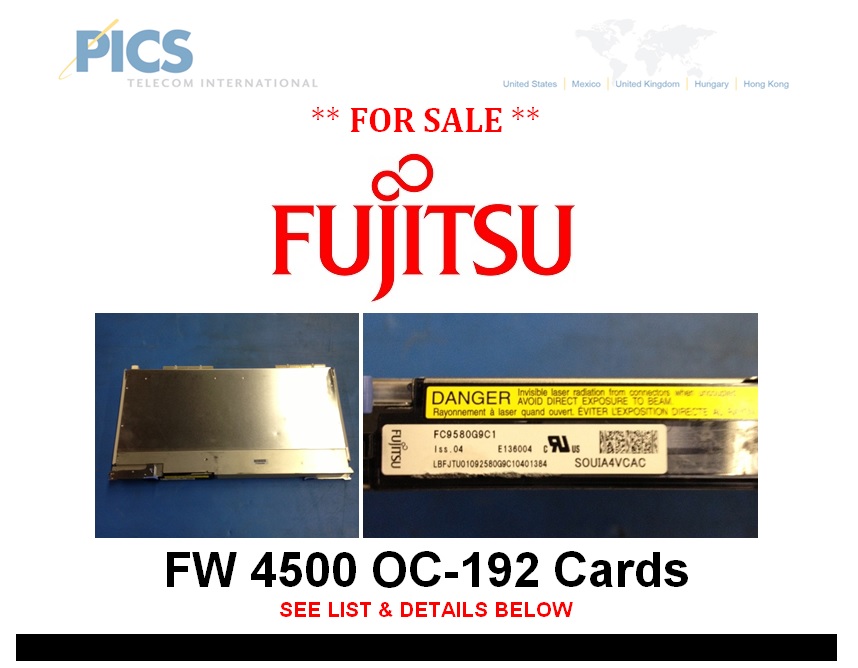 Fujitsu FW 4500 OC-192 Cards For Sale Top (7.9.13)