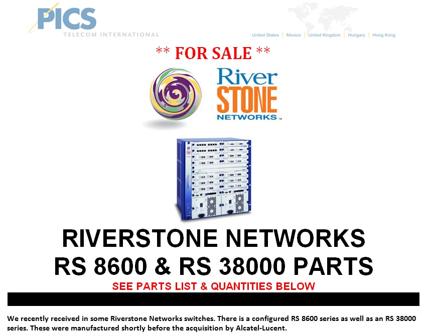 Riverstone Networks For Sale Top (7.16.13)
