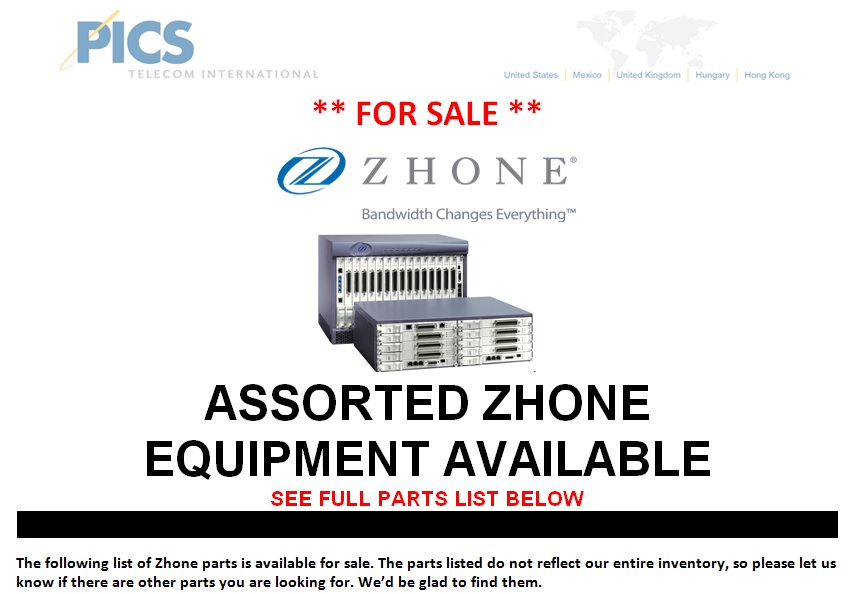 Zhone Assorted Parts For Sale Top (7.10.13)