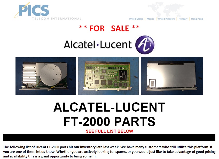 Alcatel-Lucent FT-2000 Parts For Sale Top (9.30.13)