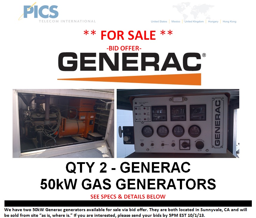 Generac 50kW Portable Generators For Sale Top (9.17.13)