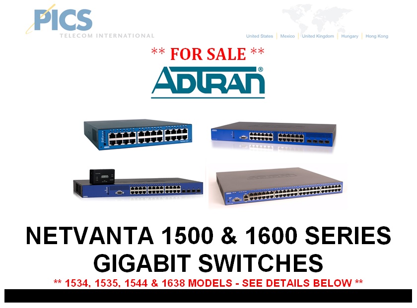 Adtran NetVanta 1500 & 1600 Series Switches For Sale Top (1.9.14)