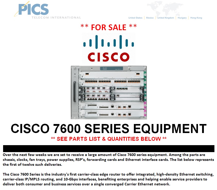 Cisco 7600 Series Equipment For Sale Top (1.13.14)