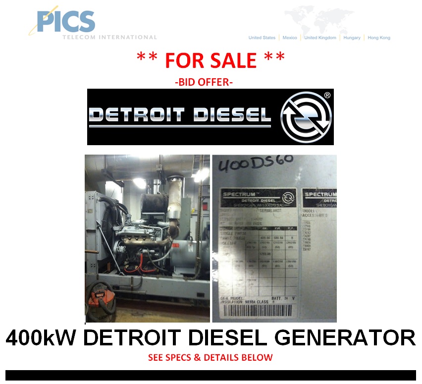 Detroit Diesel 400kW Generator For Sale Top (1.14.14)