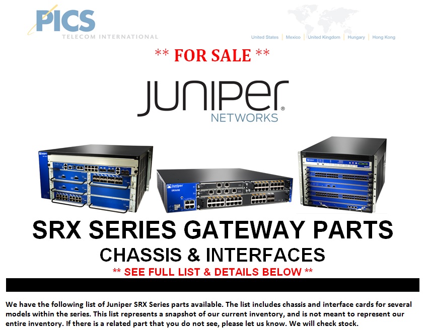 Juniper SRX Series Parts For Sale Top (1.29.14)