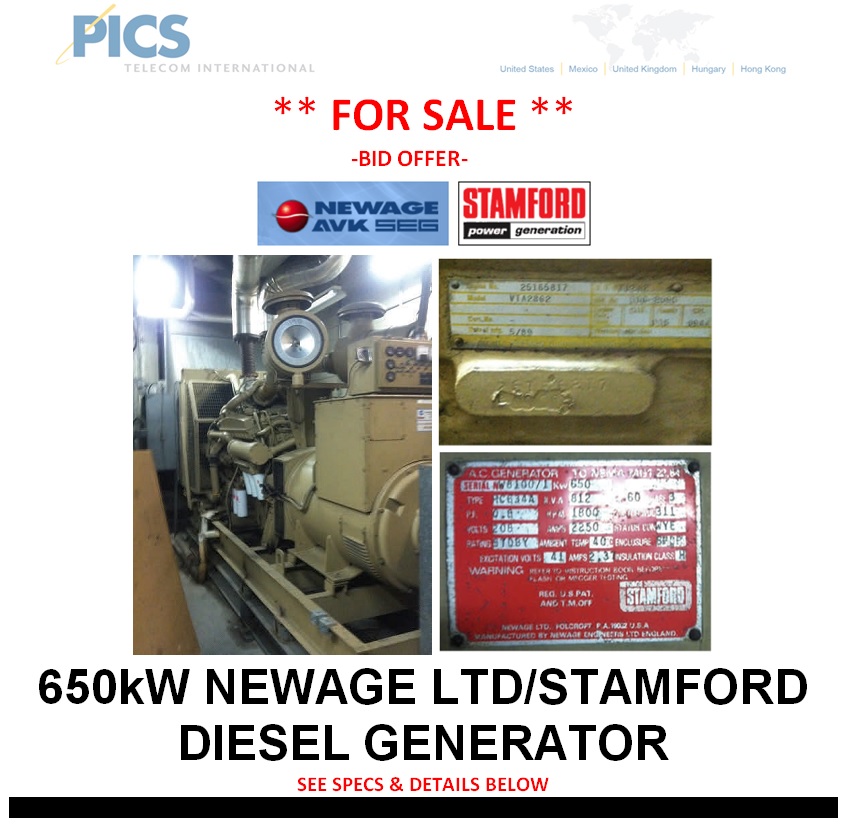 Newage-Stamford 650kW Generator For Sale Top (1.14.14)