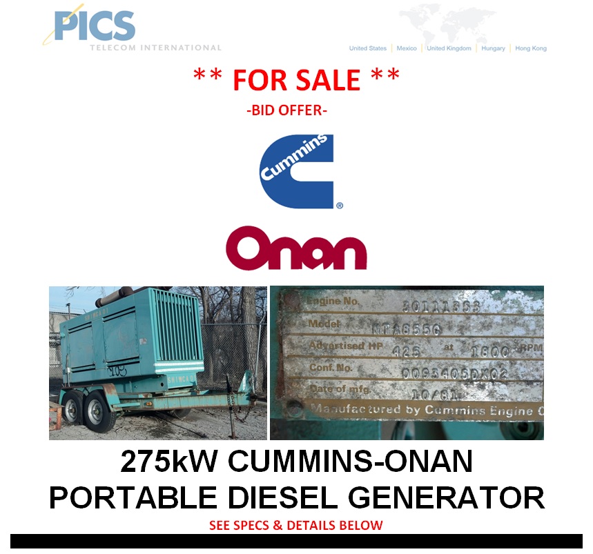 Cummin-Onan 275kW Portable Diesel Generator For Sale Top (3.28.14)