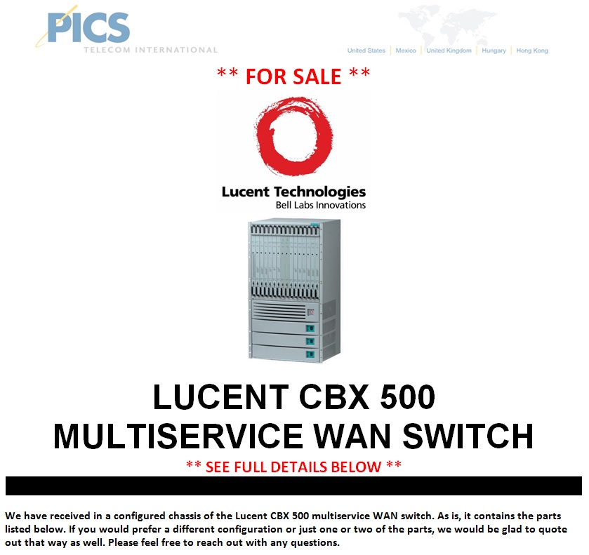 Lucent CBX 500 Switch For Sale Top (3.13.14)