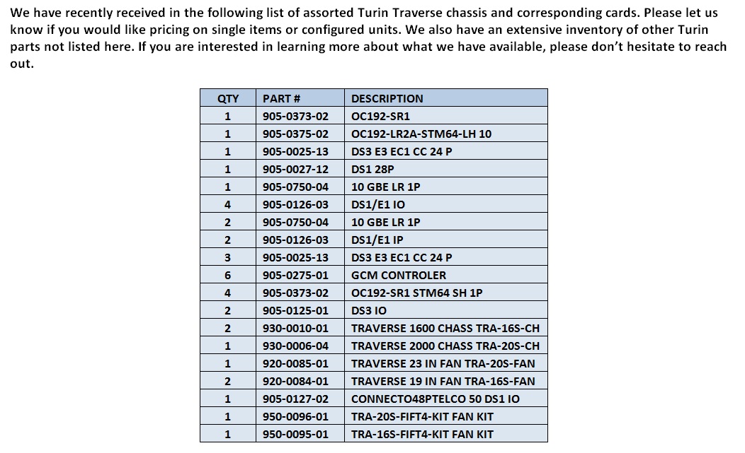 Turin Traverse Parts For Sale Bottom (5.29.14)