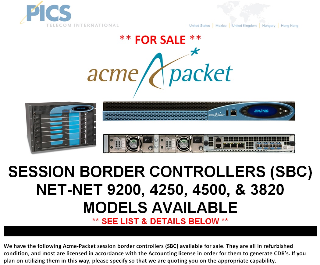 Acme-Packet SBC Units For Sale Top (6.26.14)
