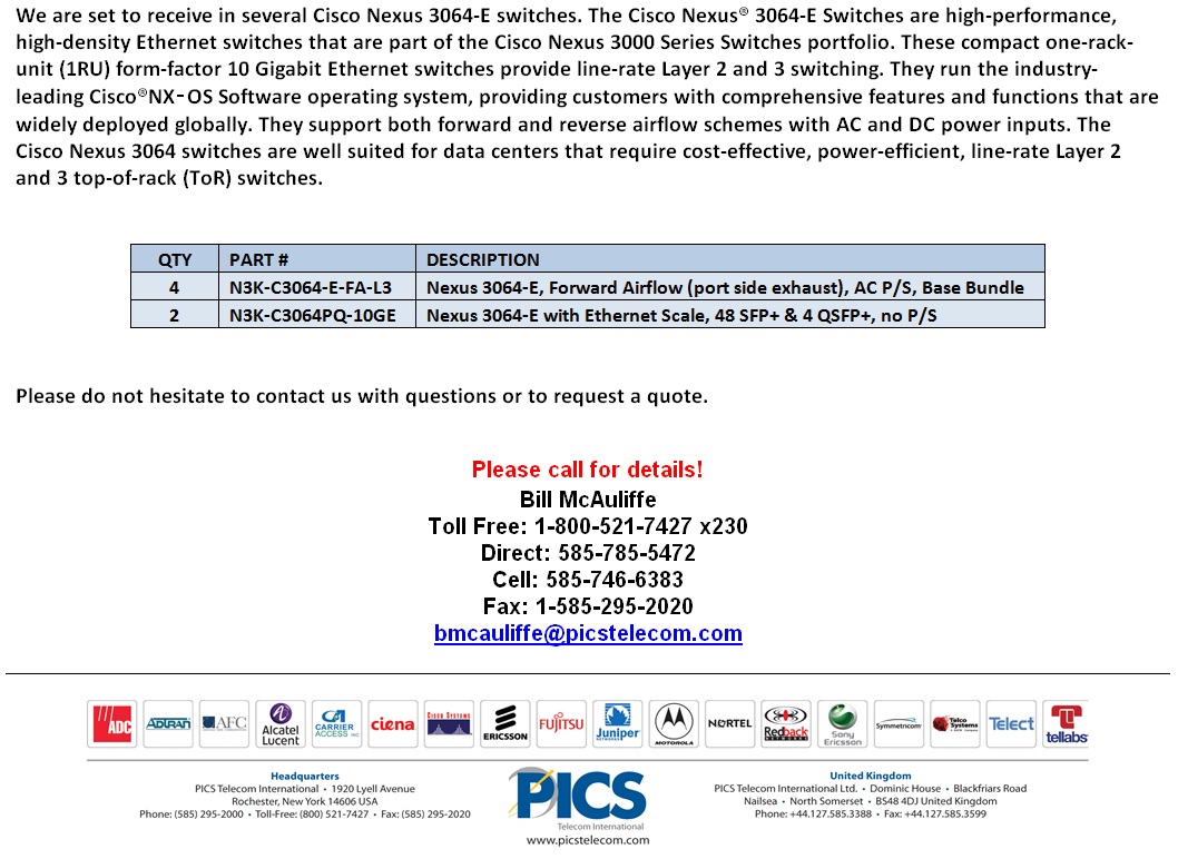 Cisco Nexus 3064-E Switches For Sale Bottom (7.7.14)