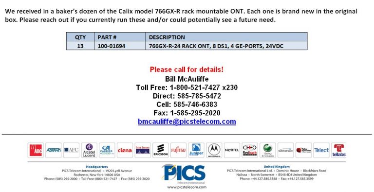Calix 766GX-R Rack Mountable ONT's For Sale: New in original boxes ...