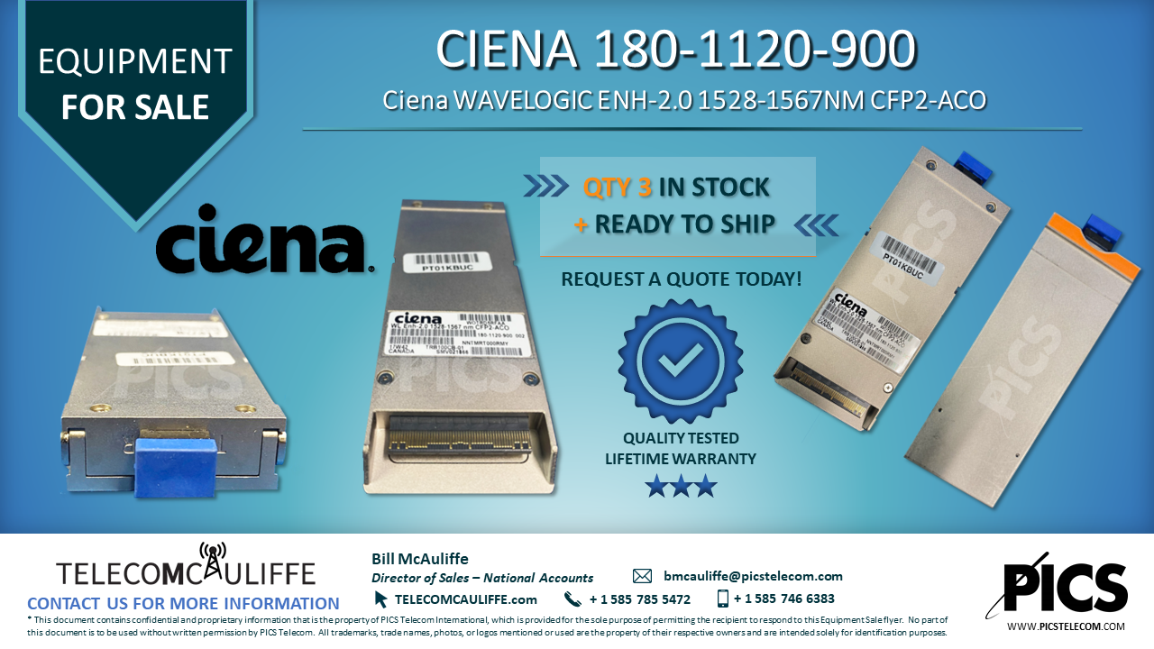 TELECOMCAULIFFE-For Sale - Ciena- 180-1120-900