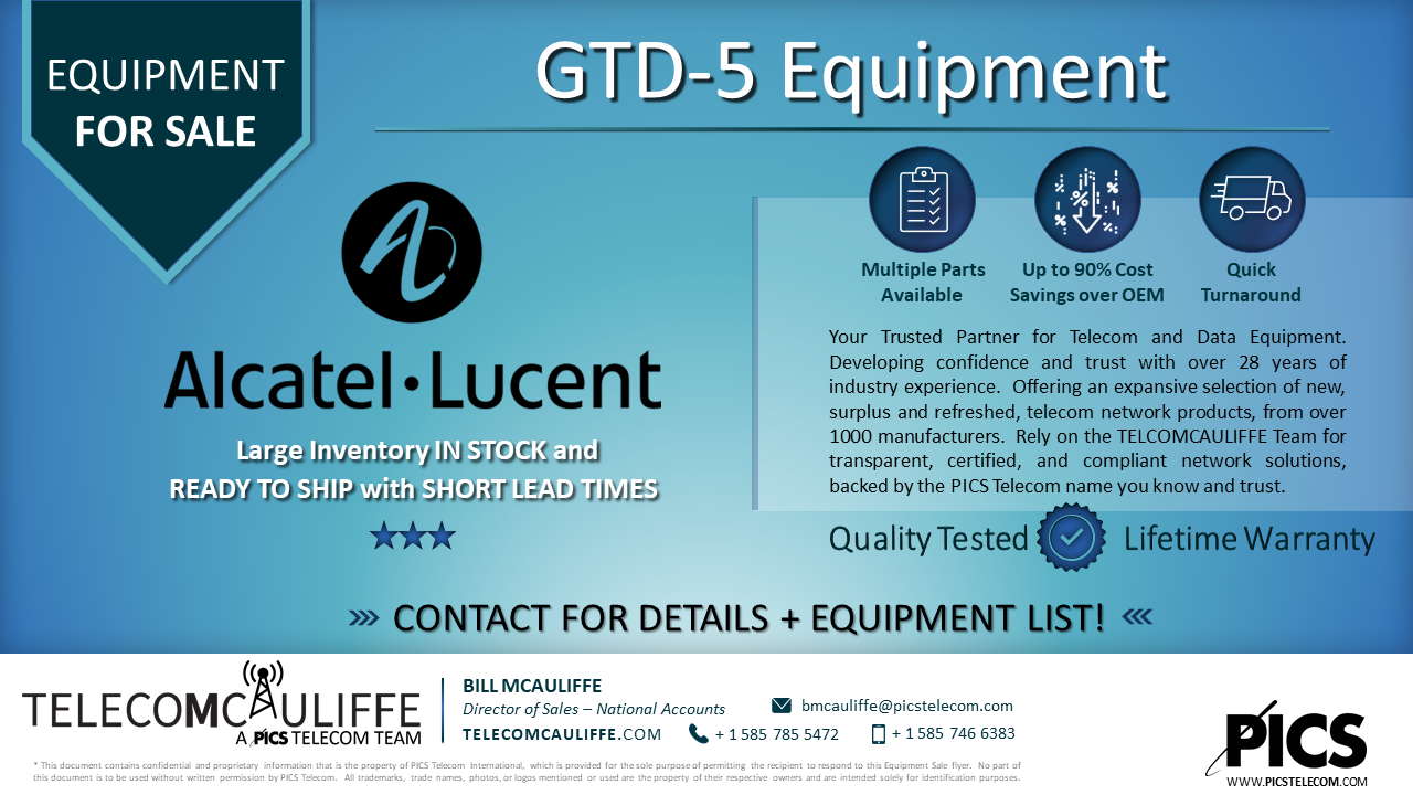 TELCOMCAULIFFE -PICS Telecom- For sale- Alcatel-Lucent-GTD-5