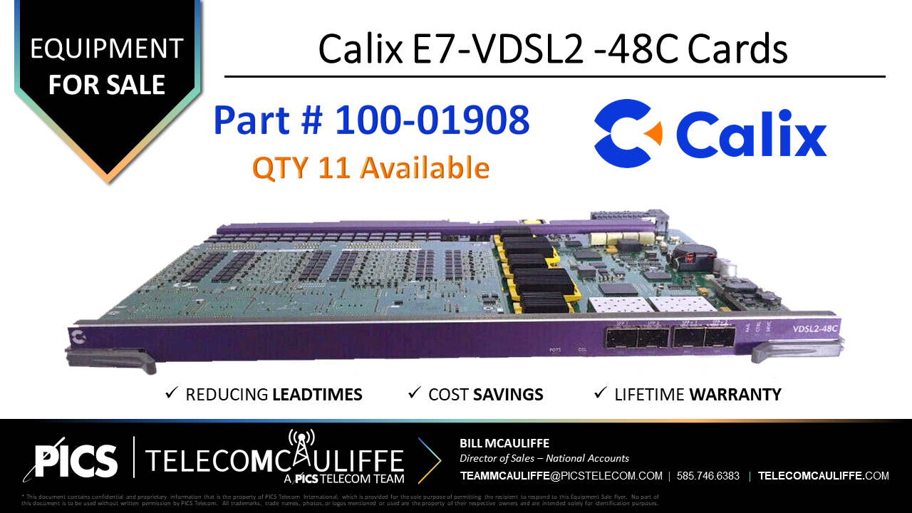 Calix E7-VDSL2 -48C Card #100-01908 - TELECOMCAULIFFE