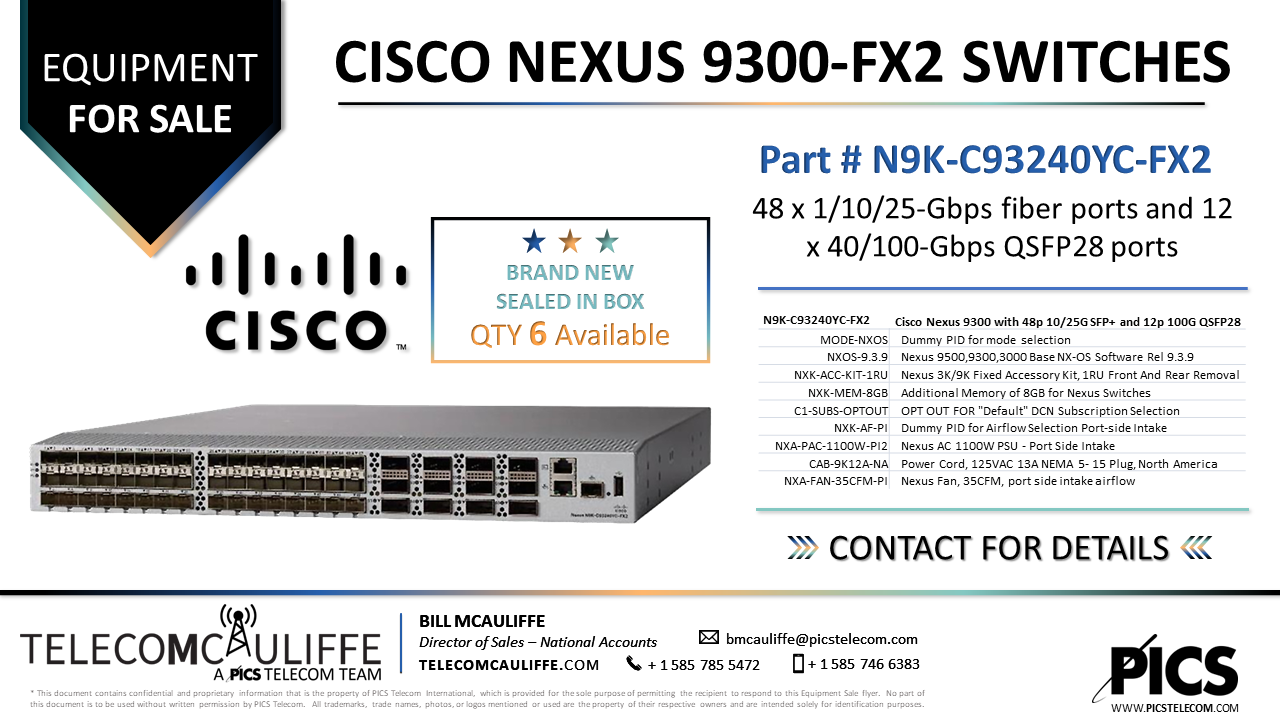 TELECOMCAULIFFE_PICS TELECOM_For Sale_Cisco-Nexus-9k-N9K-C93240YC-FX2