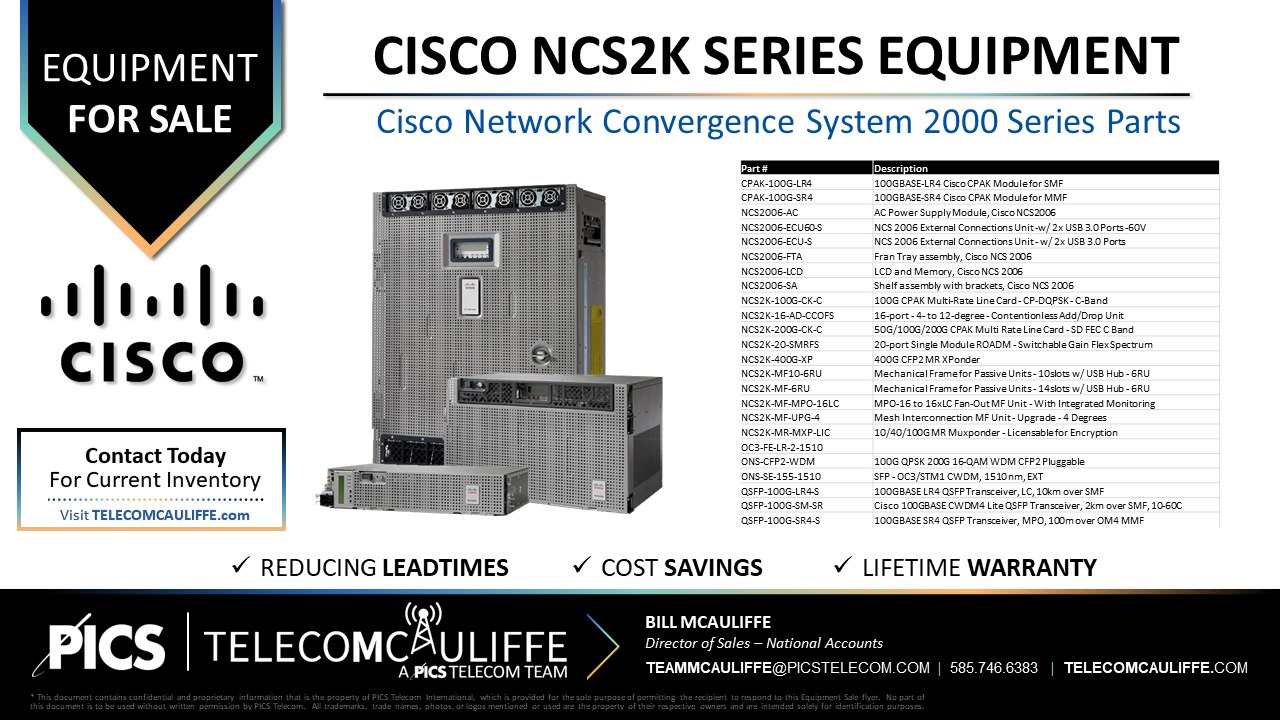 TELECOMCAULIFFE_PICS TELECOM_For Sale_Cisco-CISCO NCS2K SERIES EQUIPMENT
