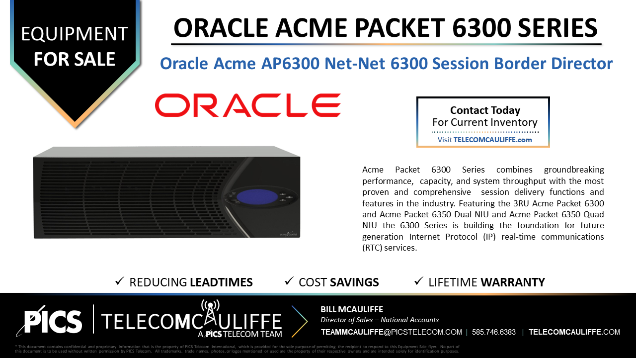TELECOMCAULIFFE_PICS-Telecom-ForSale-Oracle Acme AP6300 Net-Net 6300 Session Border Director - 6300 Series