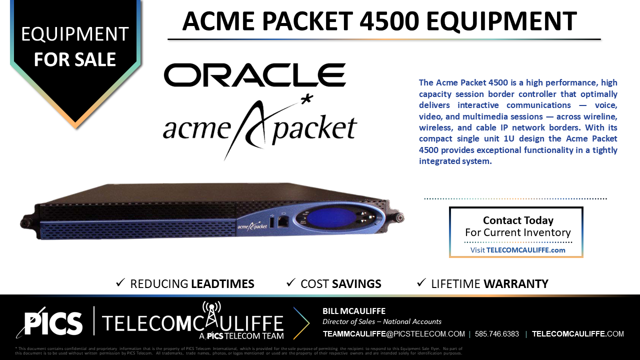 TELECOMCAULIFFE_PICS Telecom_For Sale_Oracle Acme Packet 4500