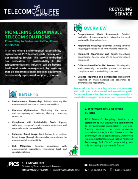 Recycling Service - TELECOMCAULIFFE - A PICS Telecom Team