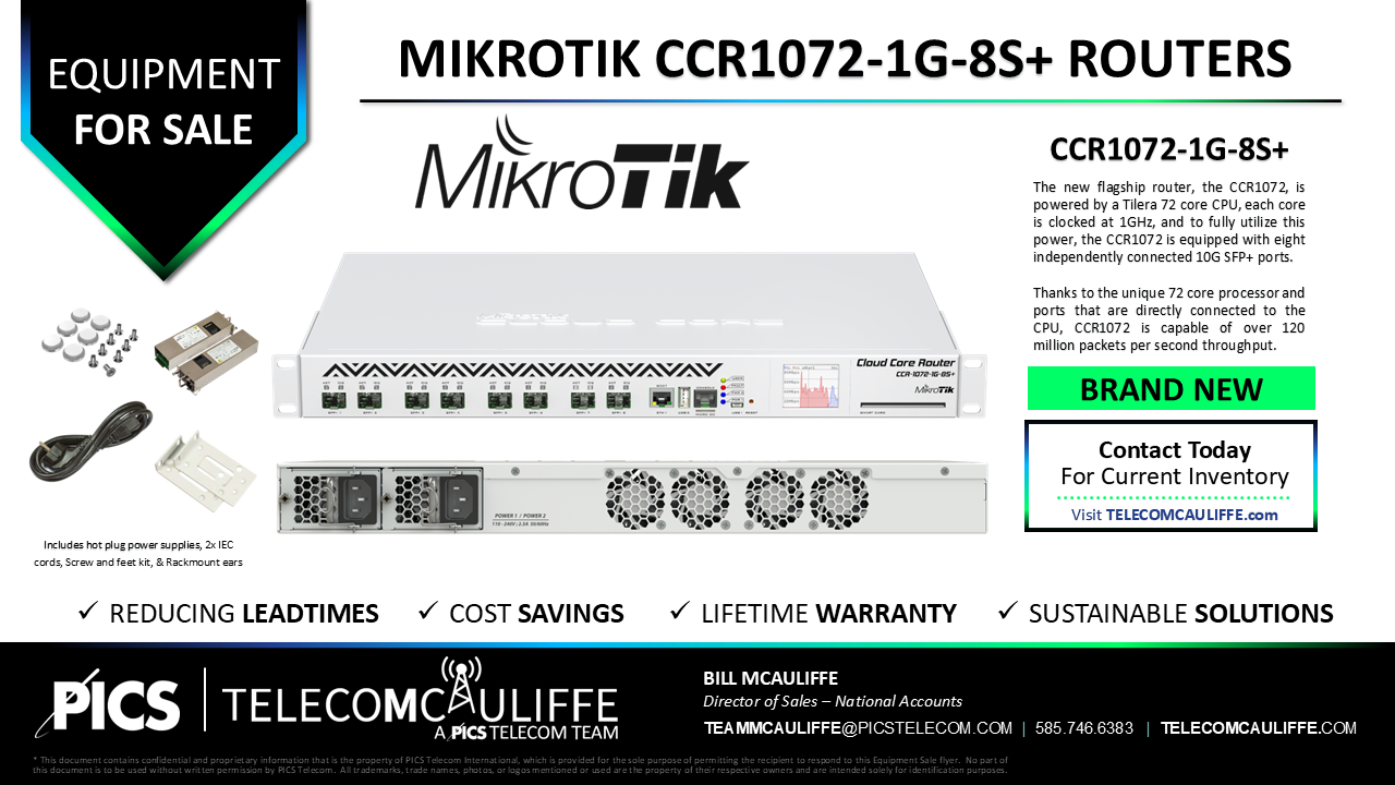 TELECOMCAULIFFE_PICS-Telecom-ForSale-MIKROTIK CCR1072-1G-8S+ ROUTERS