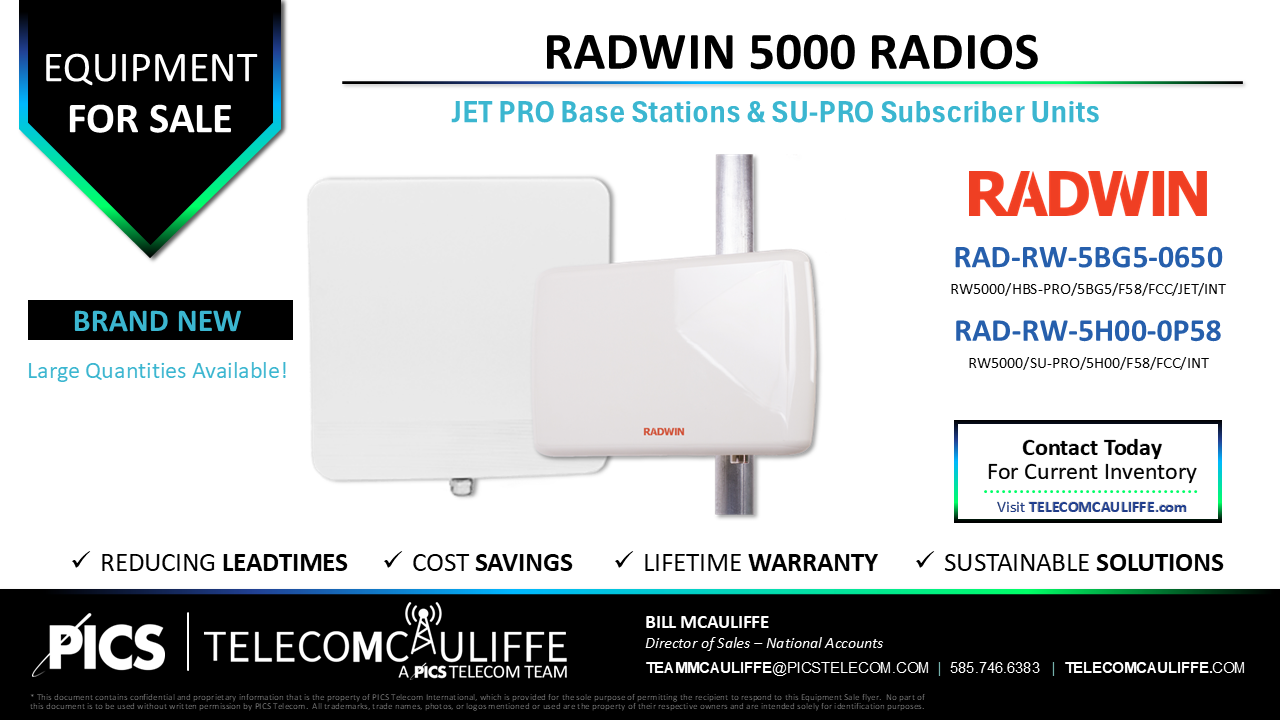 TELECOMCAULIFFE_PICS TELECOM_For Sale_Radwin-5000-Radios_RW-5BG5-0650_RW-5H00-0P58
