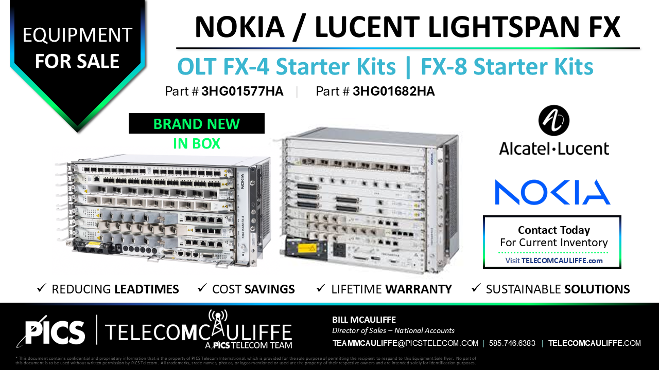 TELECOMCAULIFFE_PICS-Telecom-ForSale-Nokia-Lucent-Lightspan-OLT FX-4 _ FX-8 Starter Kits_3HG01577HA_3HG01682HA