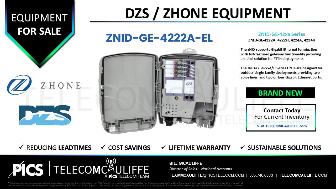 TELECOMCAULIFFE_PICS-Telecom-ForSale-Zhone_DZS_ZNID-GE-4222A-EL_ZNID-GE-42xx Series_ZNID-GE-4222A, 4222H, 4224A, 4224H