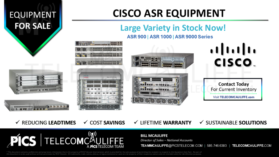 Cisco ASR Equipment - TELECOMCAULIFFE - A PICS Telecom Team